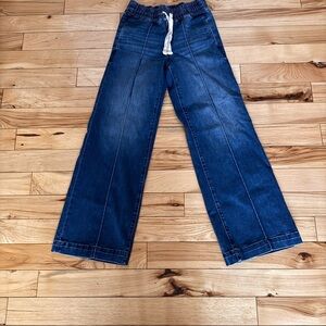 UpWest Pull-On Wide Leg Denim Pants XS | Elastic Waist Drawstring | 30” Inseam